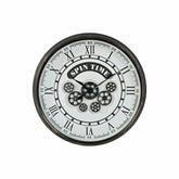 Wanduhr DKD Home Decor Weiß Kristall Eisen Dunkelgrau (58.5 x 10.5 x 58.5 cm)